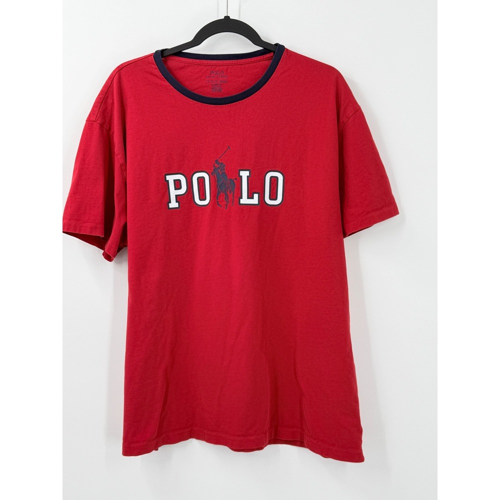 Polo Ralph Lauren T-Shirt Mens sz XL Red Graphic Preppy Short Sleeve Cotton pony